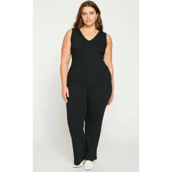 NWT UNIVERSAL STANDARD Aspen Ribbed Knit Wide Leg Pants Black Size L US 22 24 - Picture 4 of 11